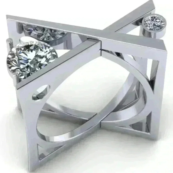 💥 Unique 925 Silver Plated X Overlapping Curious Ring, GPMB1427 - Picture 1 of 4